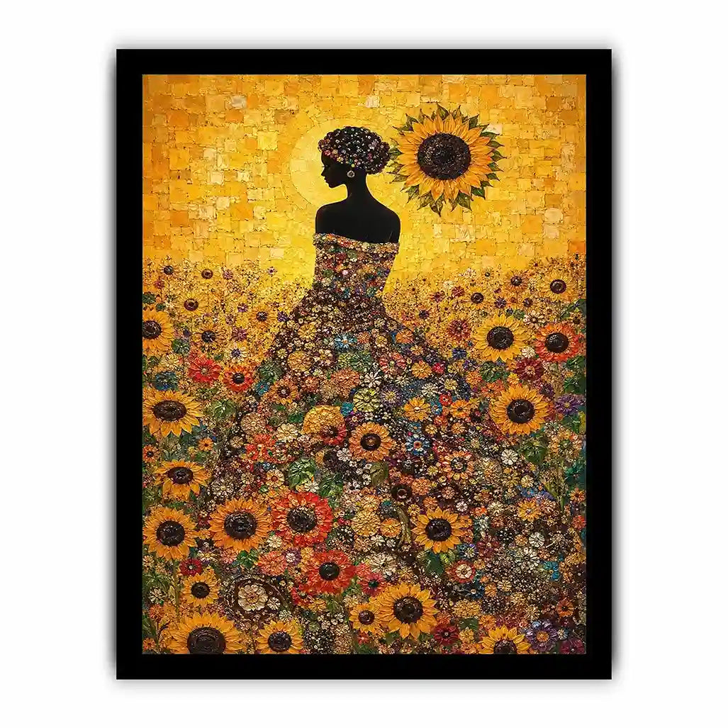 sunflower woman floral canvas