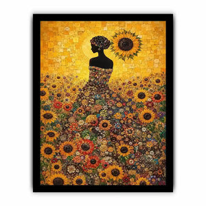 sunflower woman floral canvas