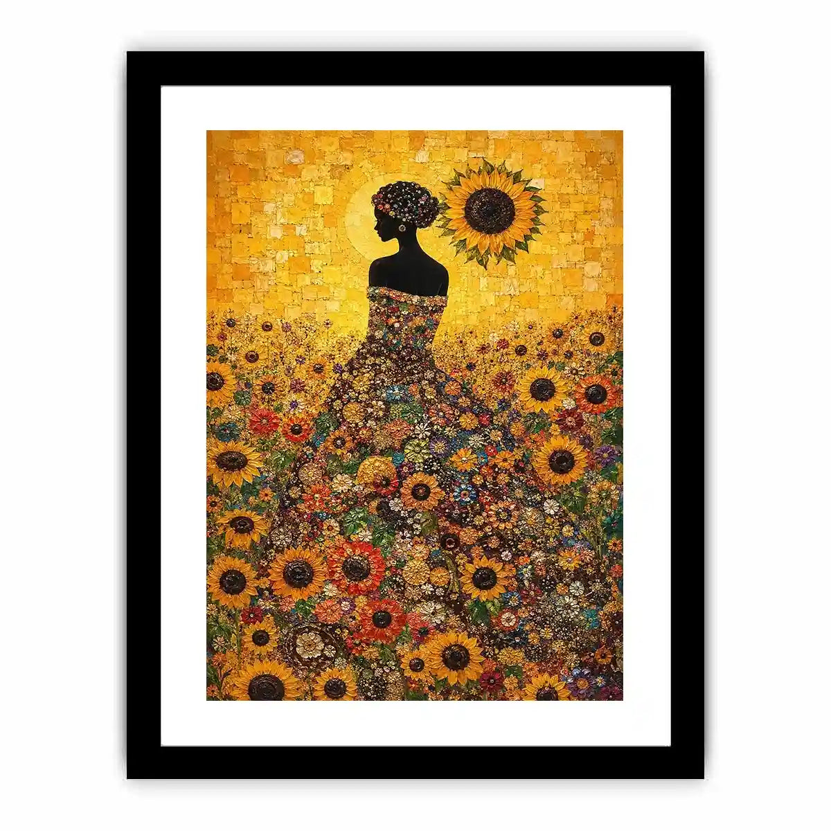 sunflower woman floral canvas