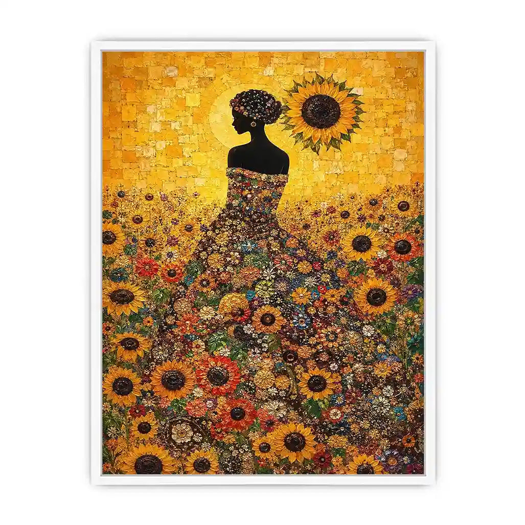 sunflower woman floral canvas