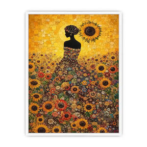 sunflower woman floral canvas