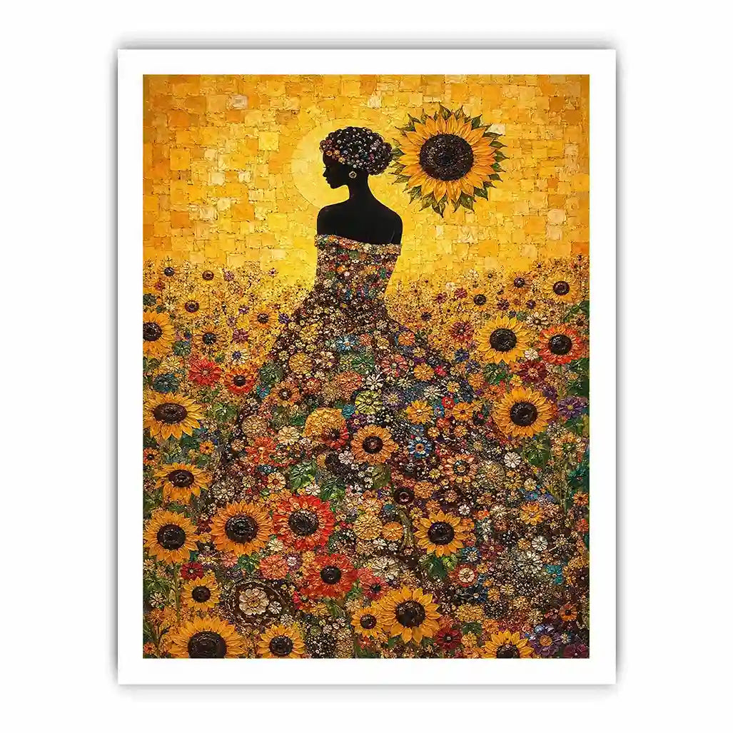 sunflower woman floral canvas