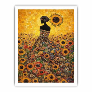 sunflower woman floral canvas