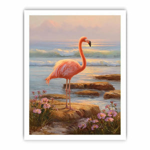 coastal flamingo ocean canvas