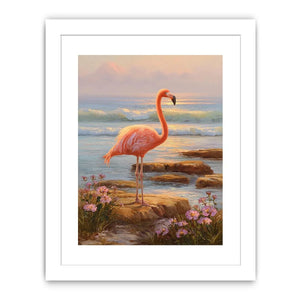 coastal flamingo ocean canvas