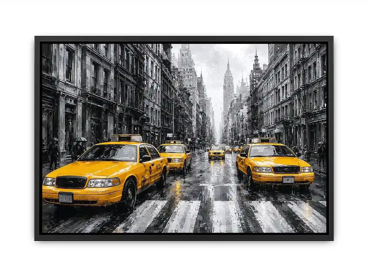yellow taxi city canvas