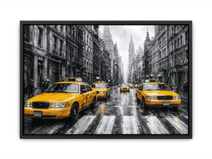 yellow taxi city canvas