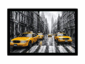 yellow taxi city canvas