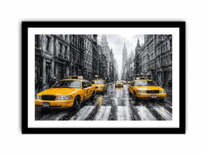 yellow taxi city canvas