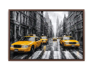 yellow taxi city canvas