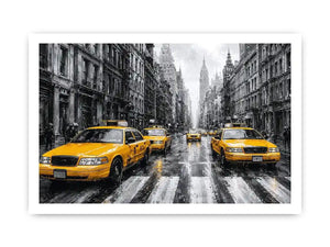 yellow taxi city canvas