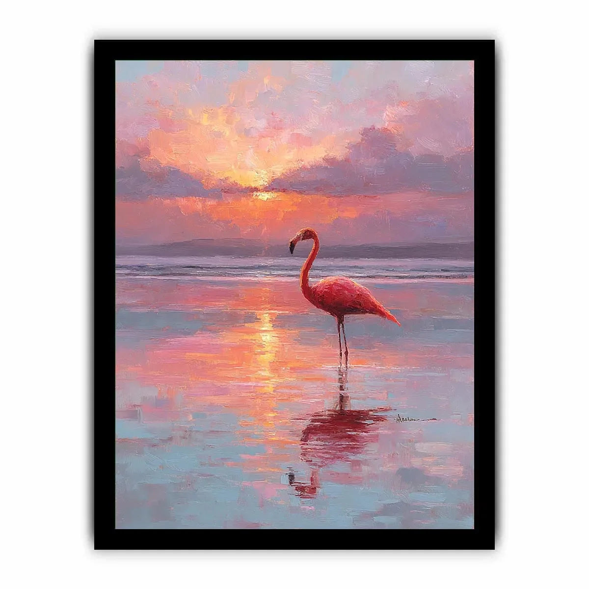 pink flamingo sunset canvas