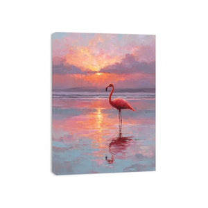 pink flamingo sunset canvas