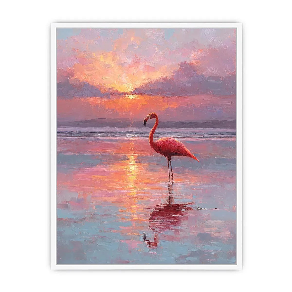 pink flamingo sunset canvas