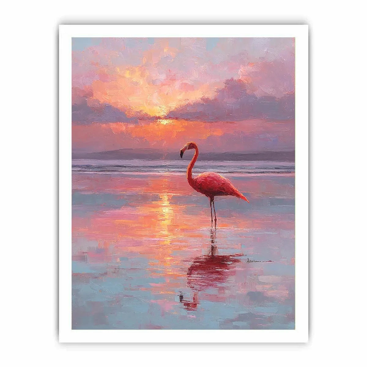 pink flamingo sunset canvas