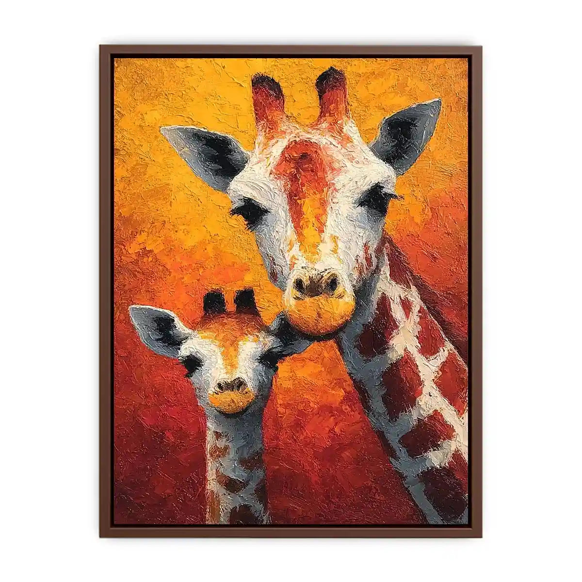 two giraffe portrait canvas