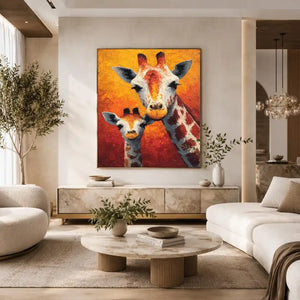 two giraffe portrait canvas