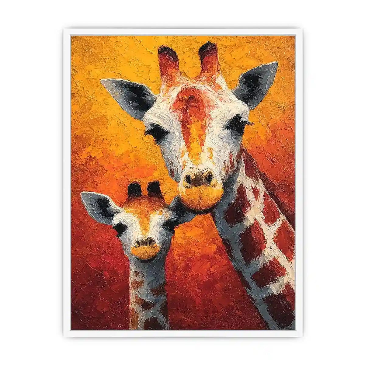 two giraffe portrait canvas