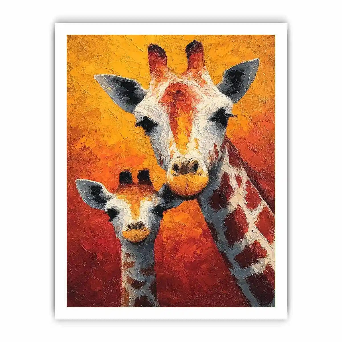 two giraffe portrait canvas