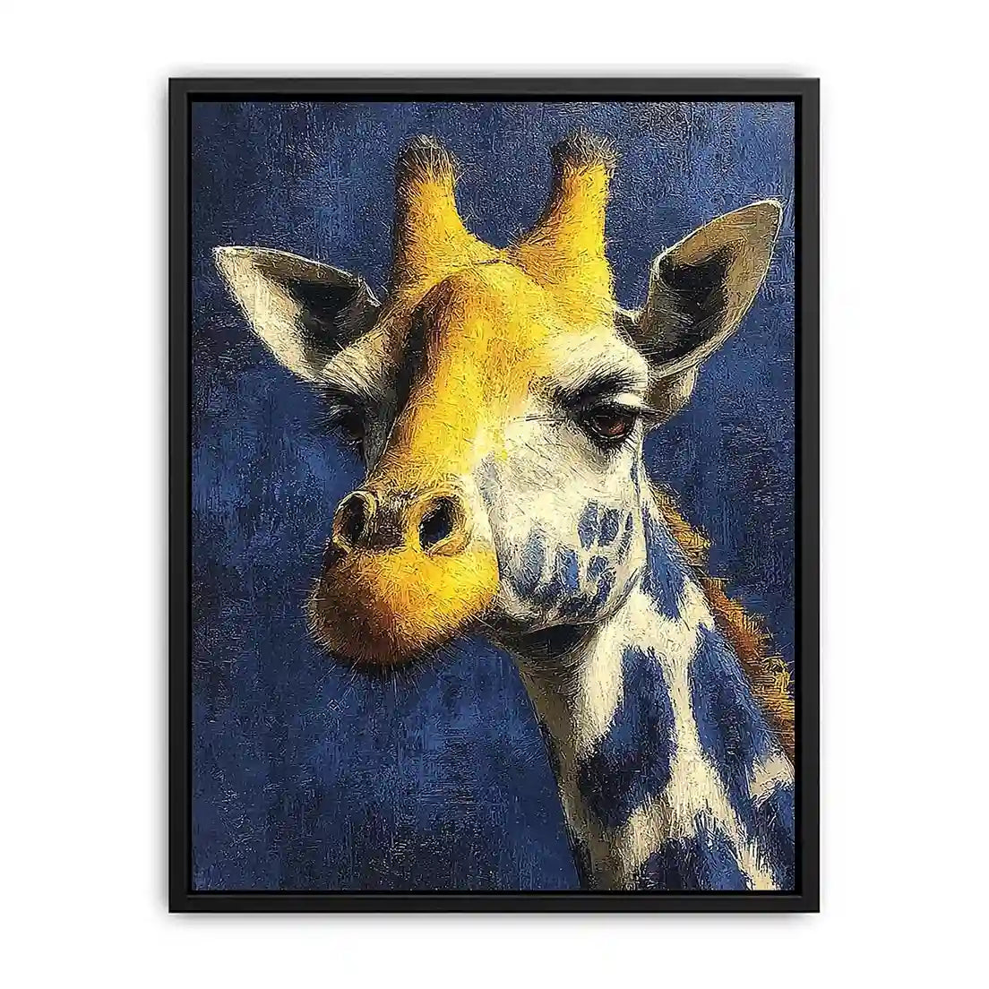 blue giraffe portrait canvas
