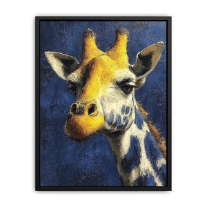 blue giraffe portrait canvas