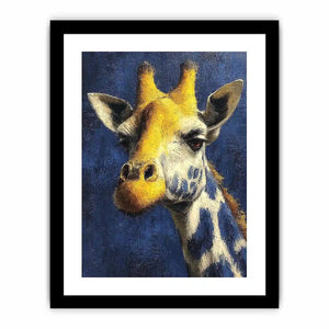 blue giraffe portrait canvas