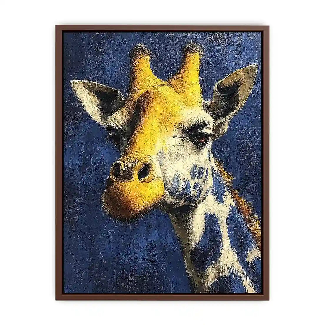blue giraffe portrait canvas