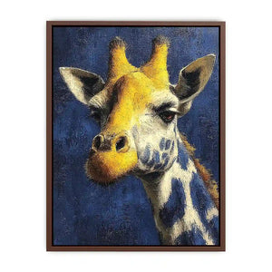 blue giraffe portrait canvas