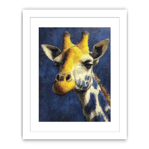 blue giraffe portrait canvas