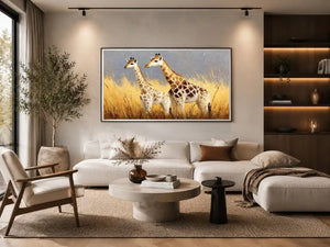 neutral giraffe savanna canvas