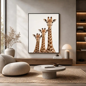 giraffe trio nursery canvas