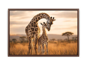 giraffe mother calf canvas