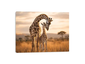 giraffe mother calf canvas