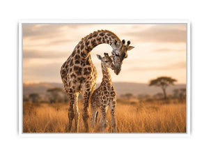 giraffe mother calf canvas