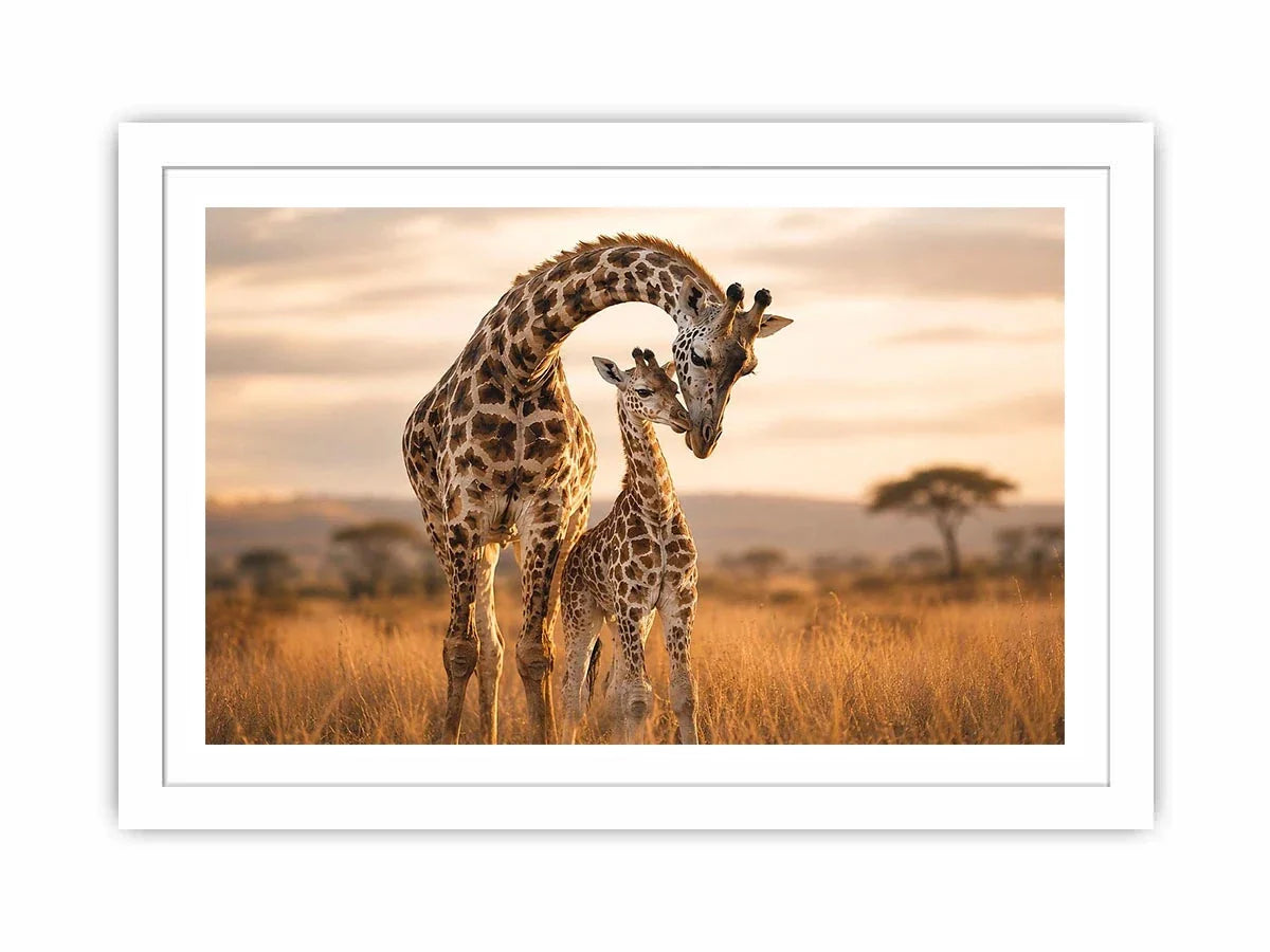 giraffe mother calf canvas