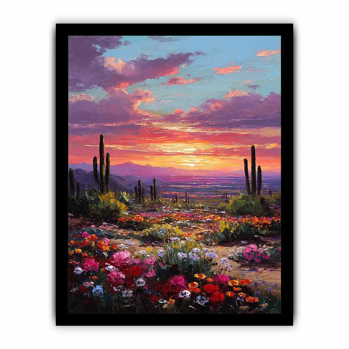desert cactus sunset canvas