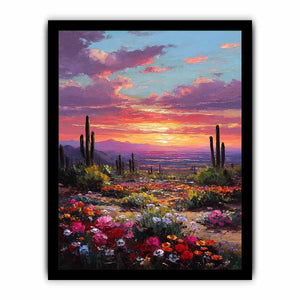 desert cactus sunset canvas