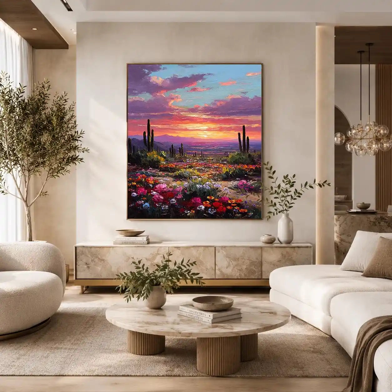 desert cactus sunset canvas