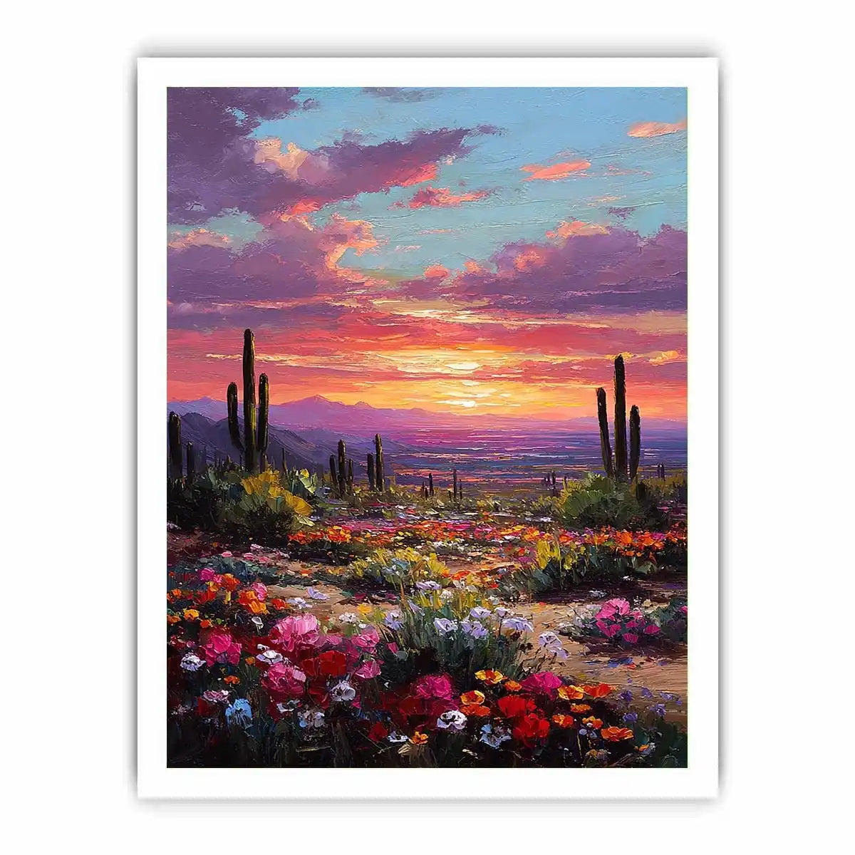 desert cactus sunset canvas