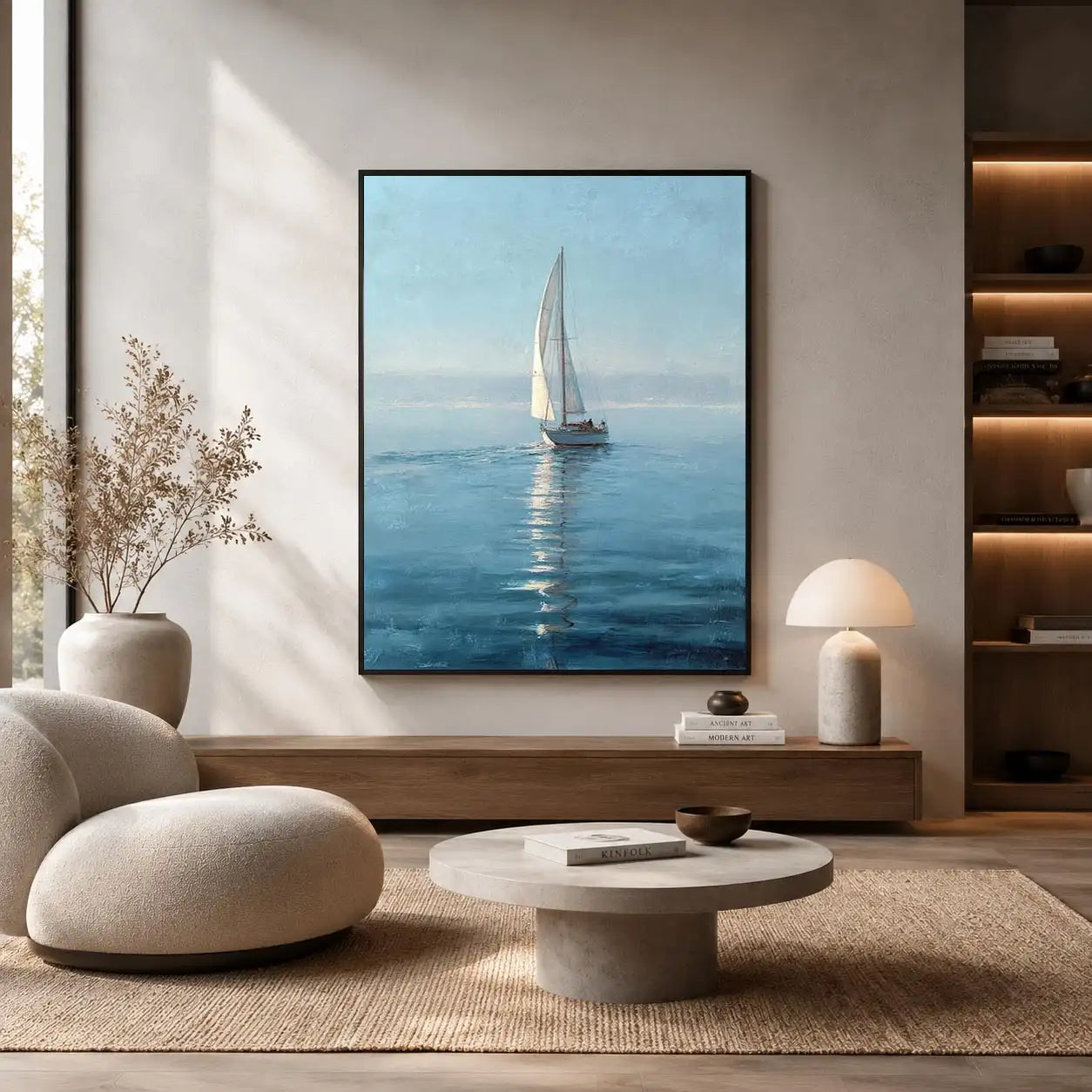 blue sailboat nautical canvas art