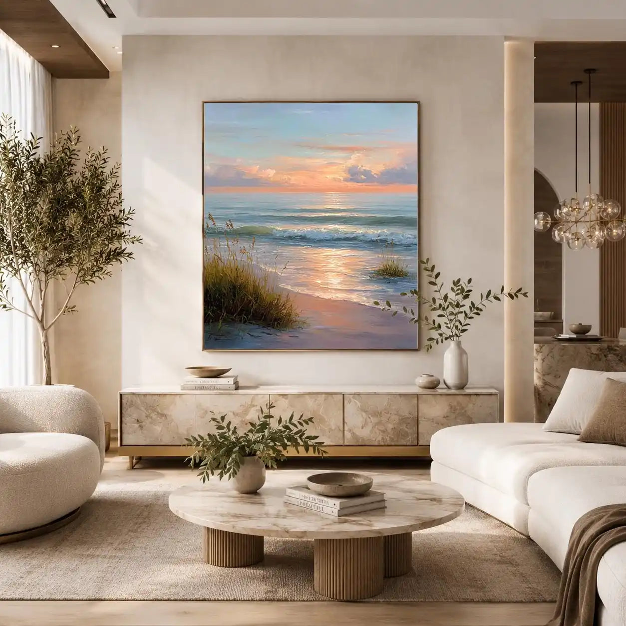 sunset beach coastal canvas print
