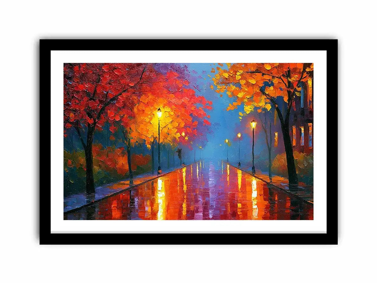 autumn pathway warm canvas art
