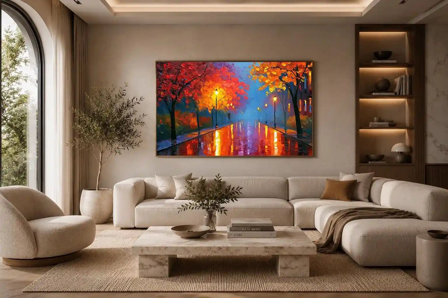 autumn pathway warm canvas art