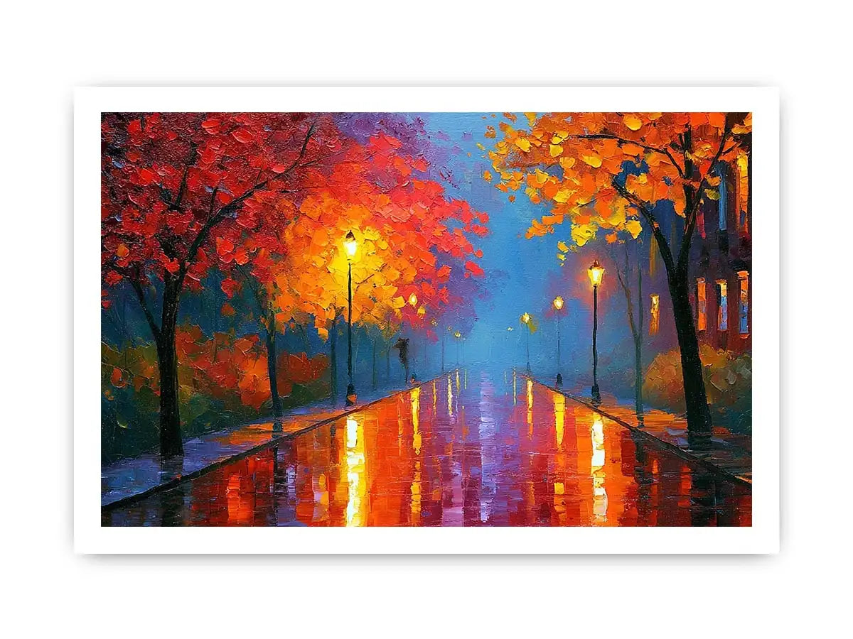 autumn pathway warm canvas art