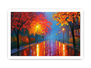 autumn pathway warm canvas art