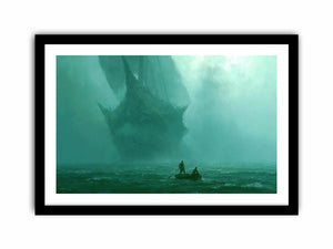 misty boat teal canvas art