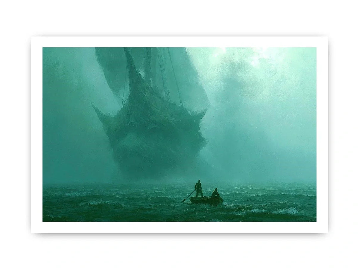 misty boat teal canvas art