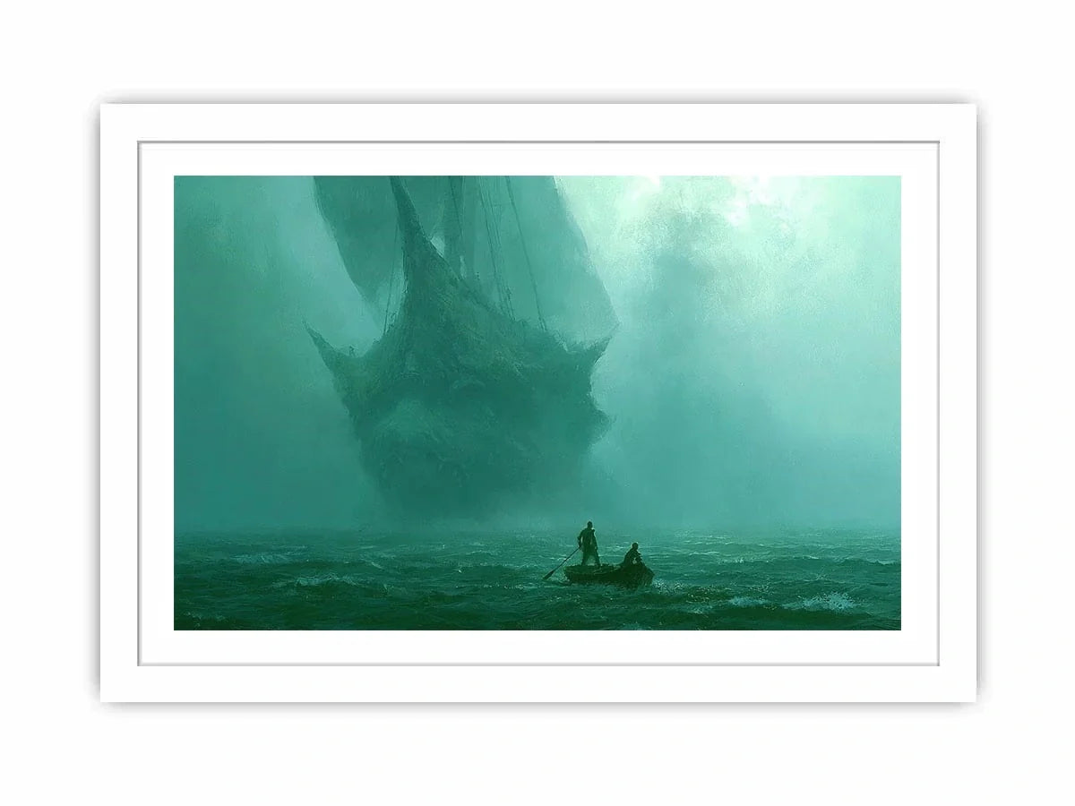 misty boat teal canvas art