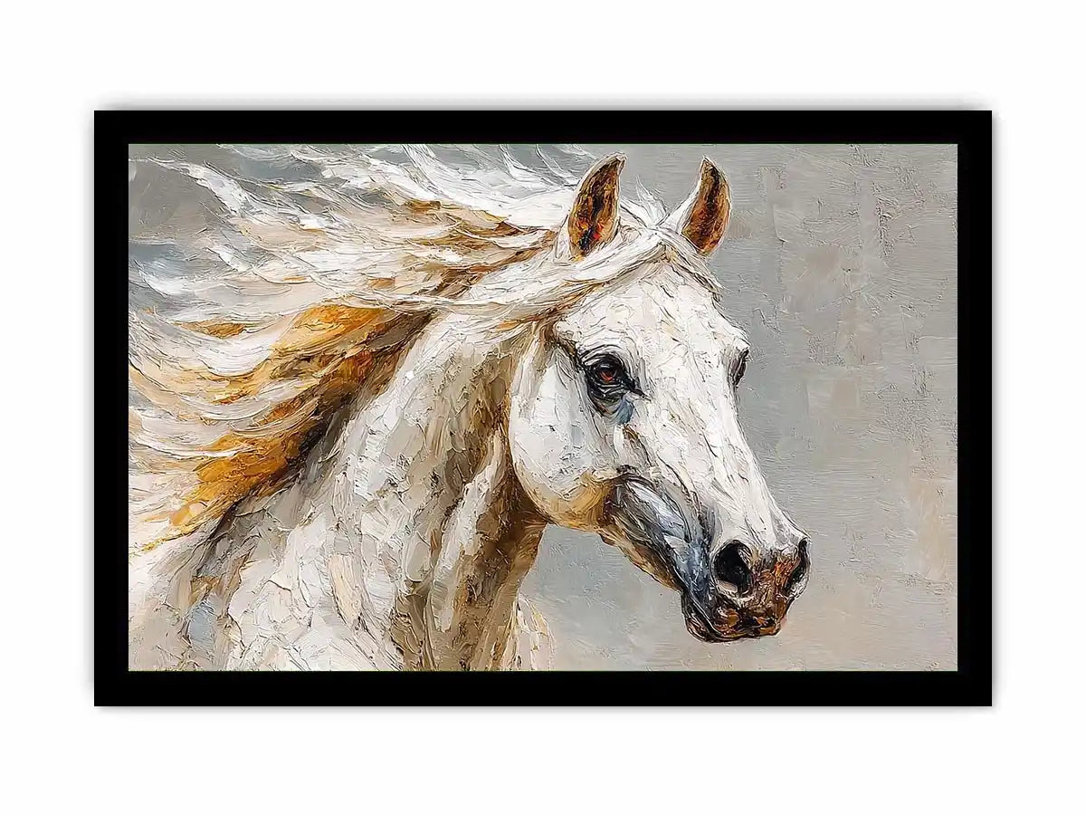 white horse rustic canvas art