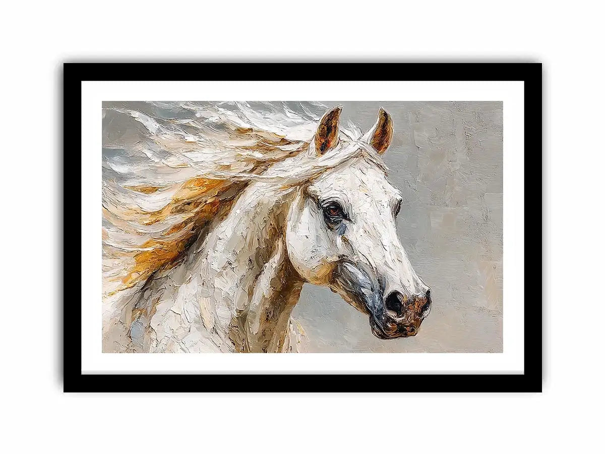 white horse rustic canvas art